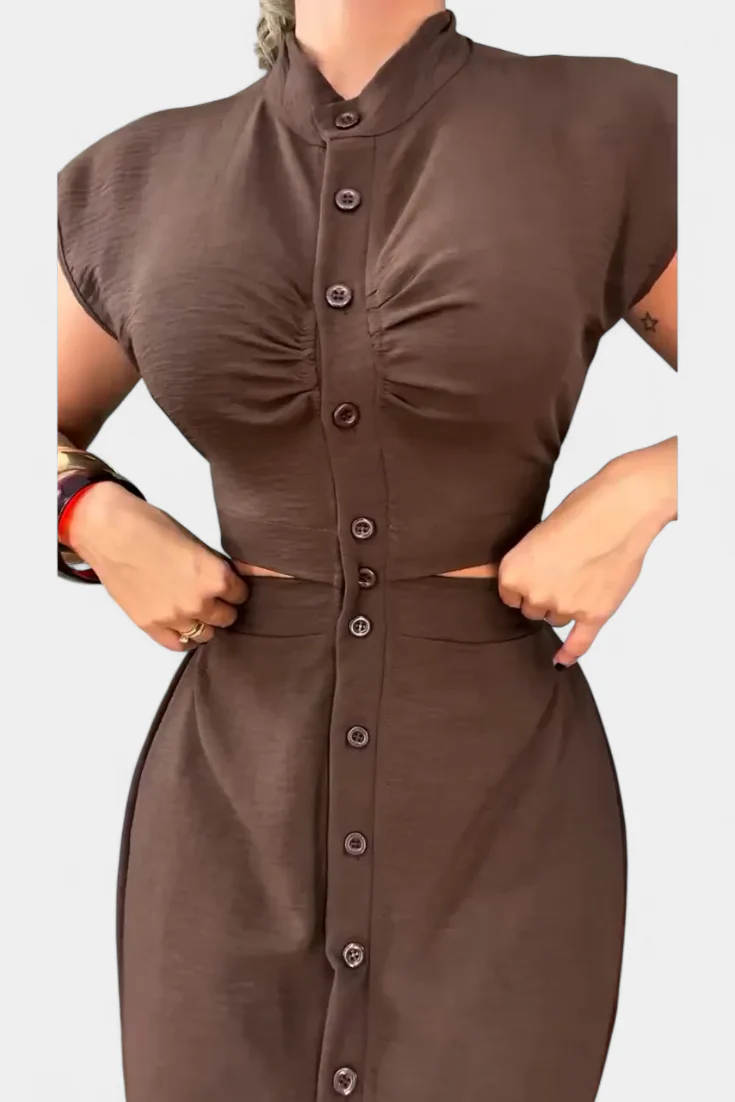 Griselda Vestido Midi con Botones y Cintura Abierta - Image 11