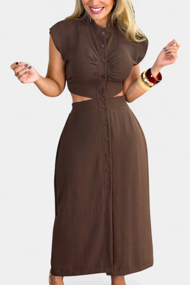 Griselda Vestido Midi con Botones y Cintura Abierta - Image 17