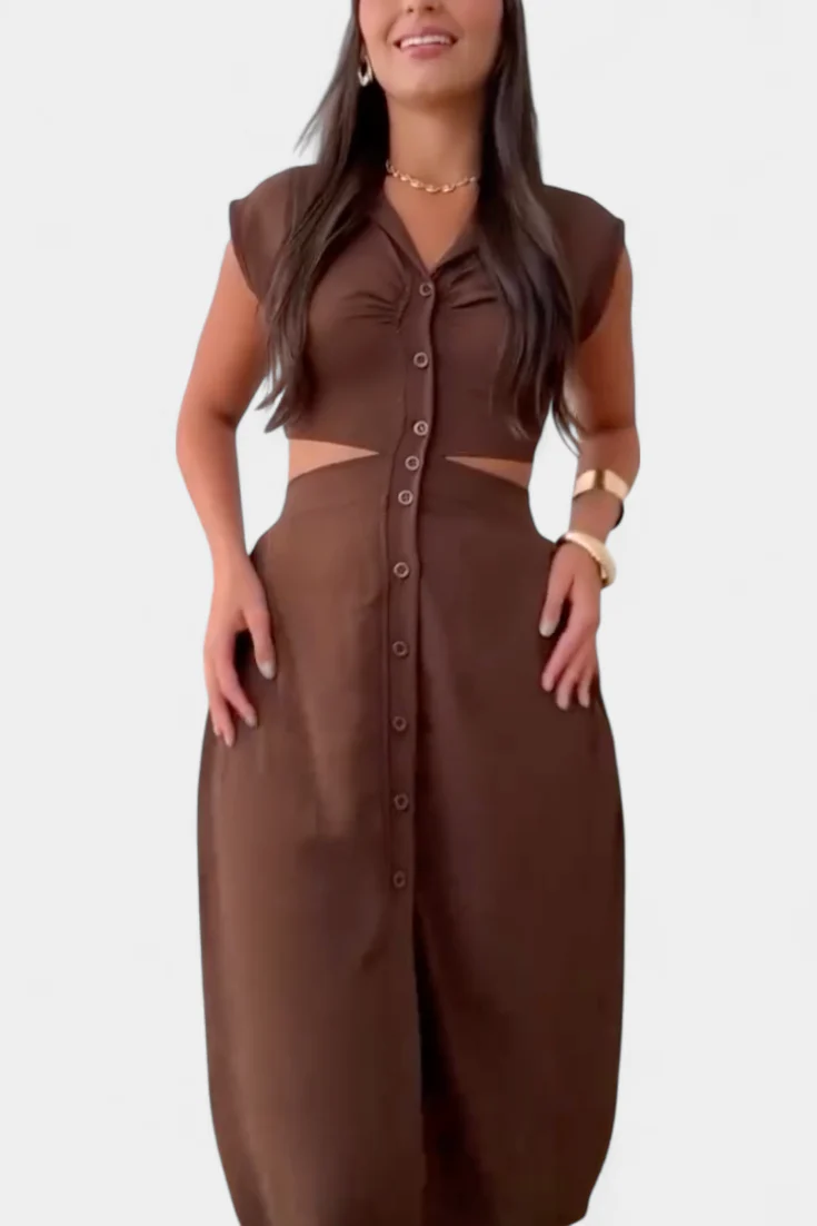 Griselda Vestido Midi con Botones y Cintura Abierta - Image 9