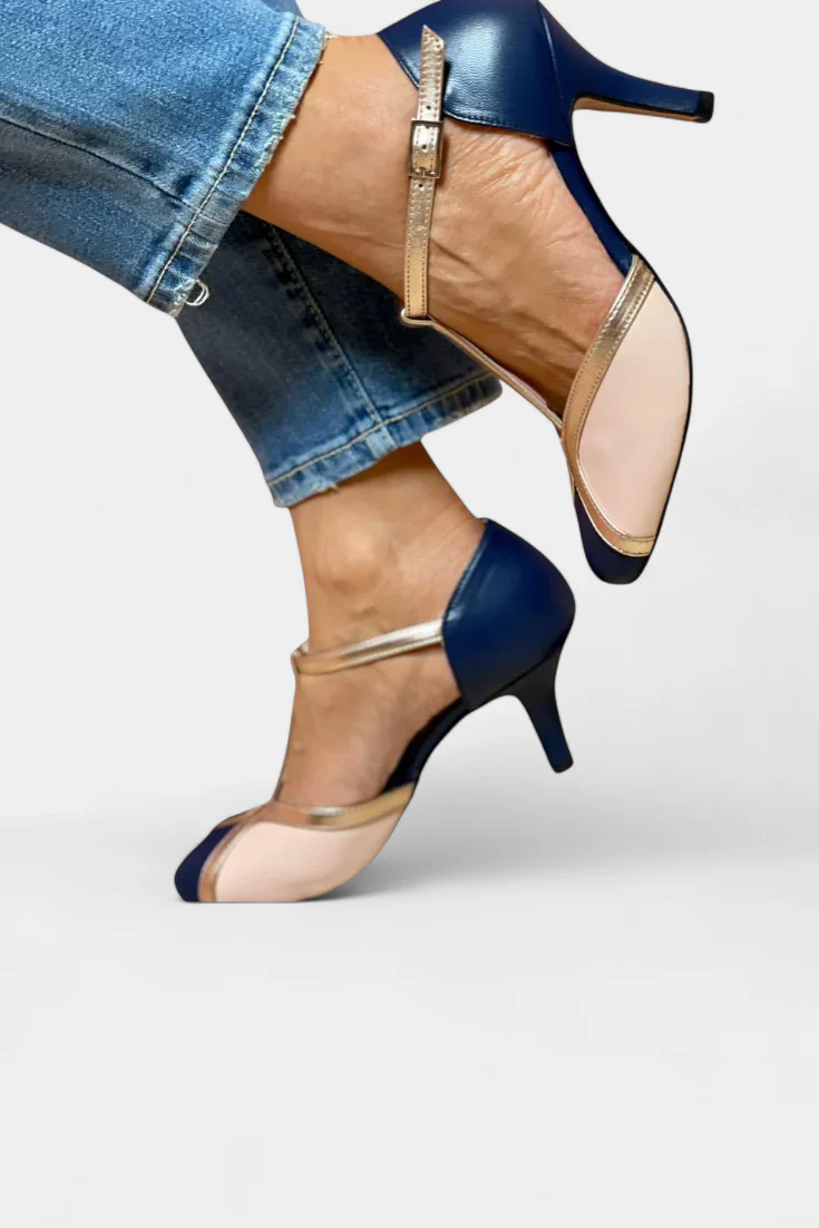 Hailey Tacones Bicolor con Toque Sofisticado - Image 2