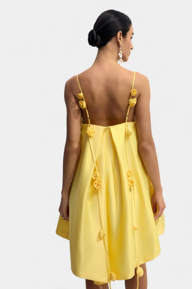Hedda Vestido Mini Detalle Rosa con Tirantes Espagueti - Image 5
