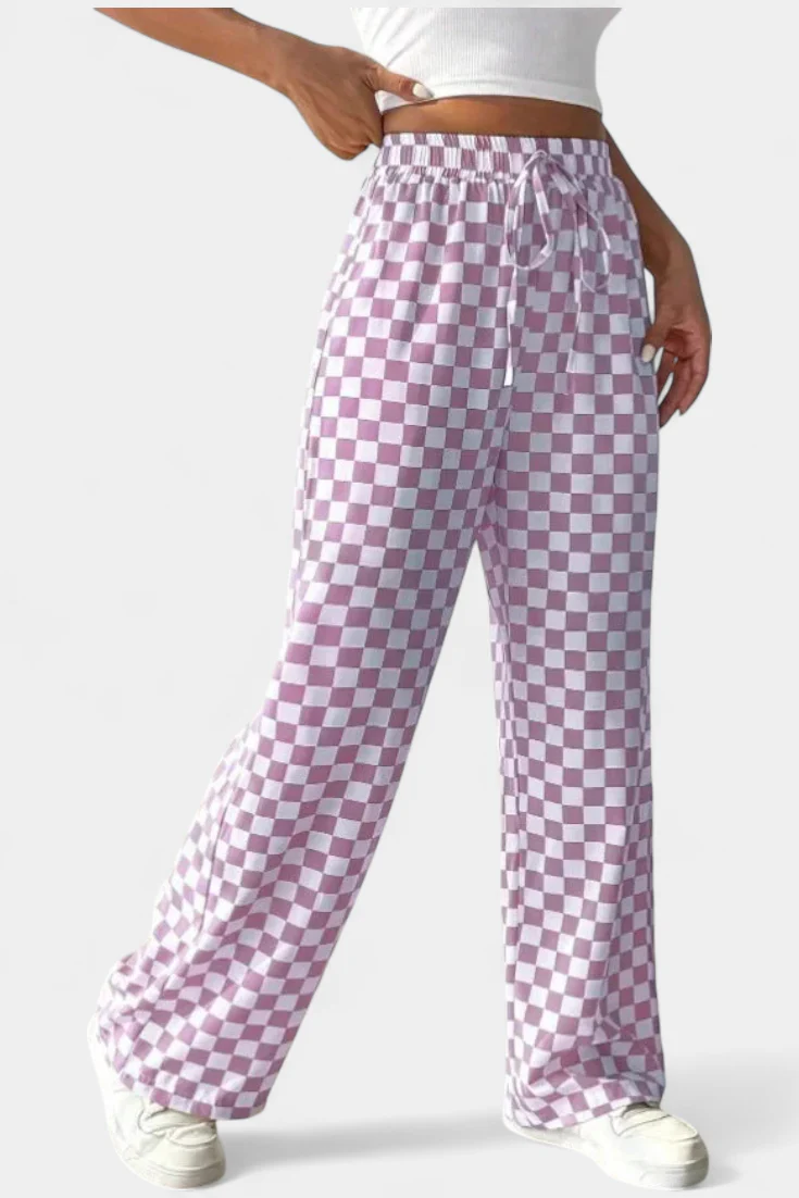 Hilaria Pantalones de Pierna Ancha con Estampado a Cuadros - Image 6