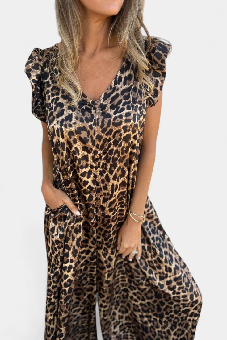 Isela Mono de Cuello en V con Estampado de Leopardo - Image 5