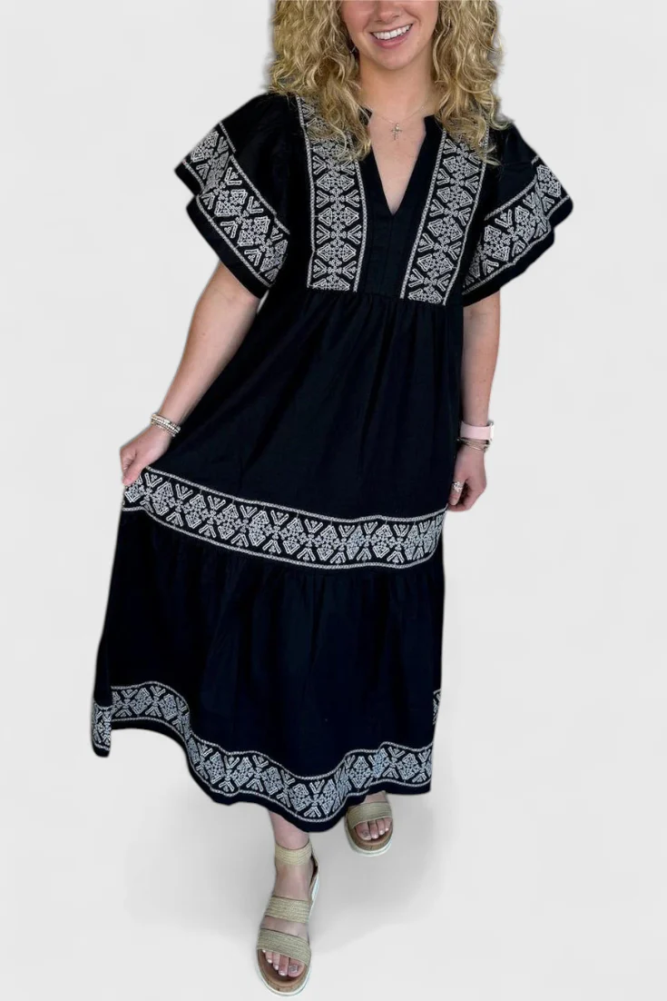 Jacinta Vestido Boho Maxi con Escote en V - Image 2