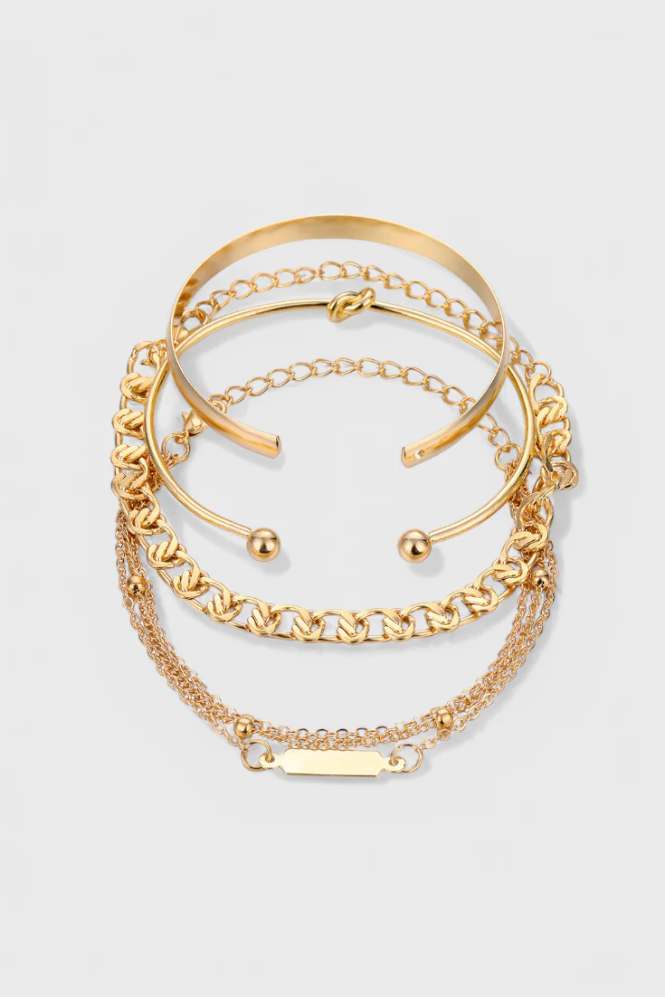 Juego de Pulseras de Cadena de Metal de 4 Piezas - Image 3