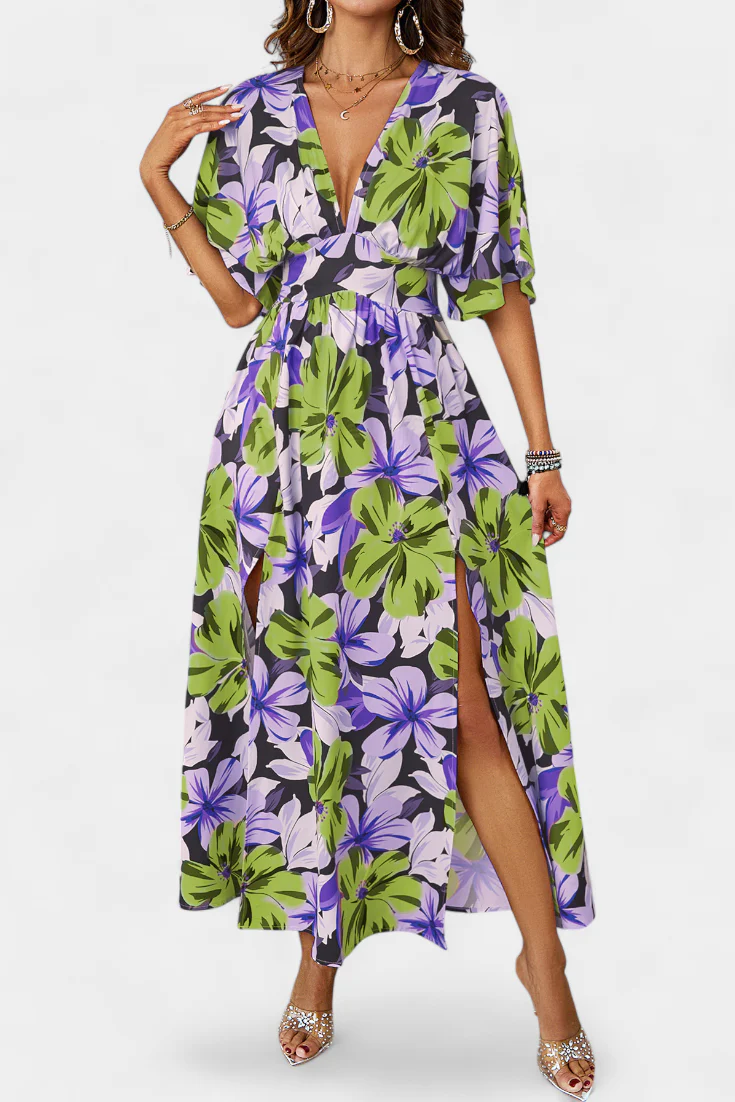 Julie Vestido Largo con Estampado Floral y Escote Cruzado - Image 15