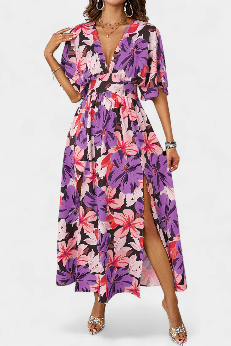 Julie Vestido Largo con Estampado Floral y Escote Cruzado - Image 16