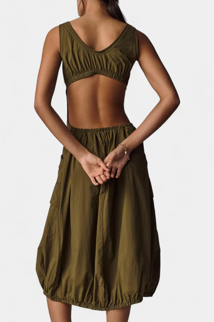Katana Vestido Midi con Dobladillo de Burbujas y Corsé Ajustado - Image 2