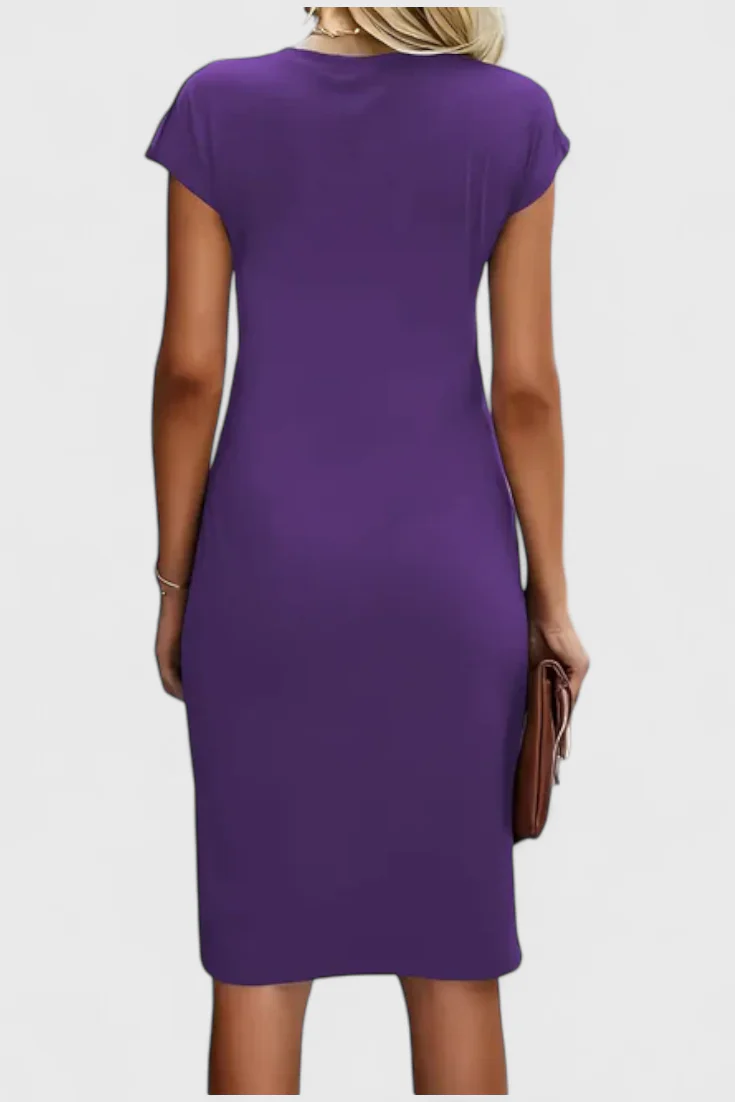 Katrina Vestido Midi Atemporal con Cuello Redondo y Detalle Drapeado - Image 10