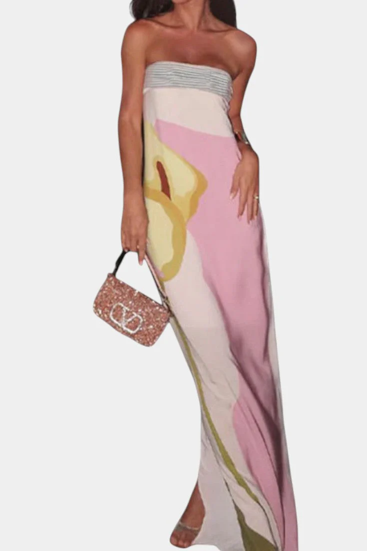 Laura Vestido Sin Tirantes con Estampado Floral - Image 13