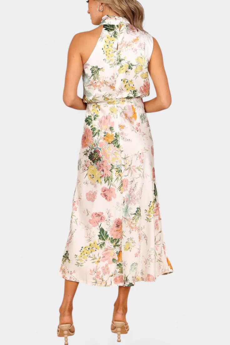 Lisa Vestido Maxi Floral con Cuello Halter y Cintura Elástica - Image 3