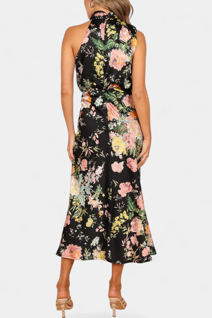 Lisa Vestido Maxi Floral con Cuello Halter y Cintura Elástica - Image 4