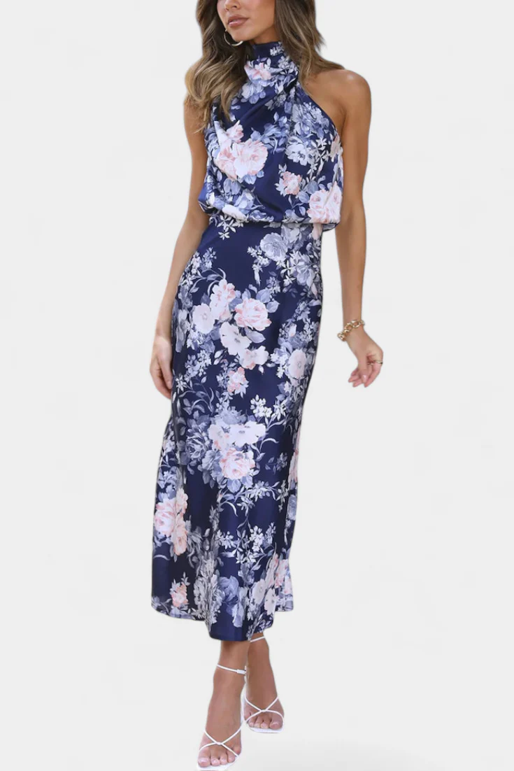 Lisa Vestido Maxi Floral con Cuello Halter y Cintura Elástica - Image 5