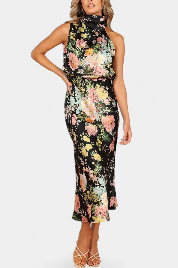 Lisa Vestido Maxi Floral con Cuello Halter y Cintura Elástica - Image 9