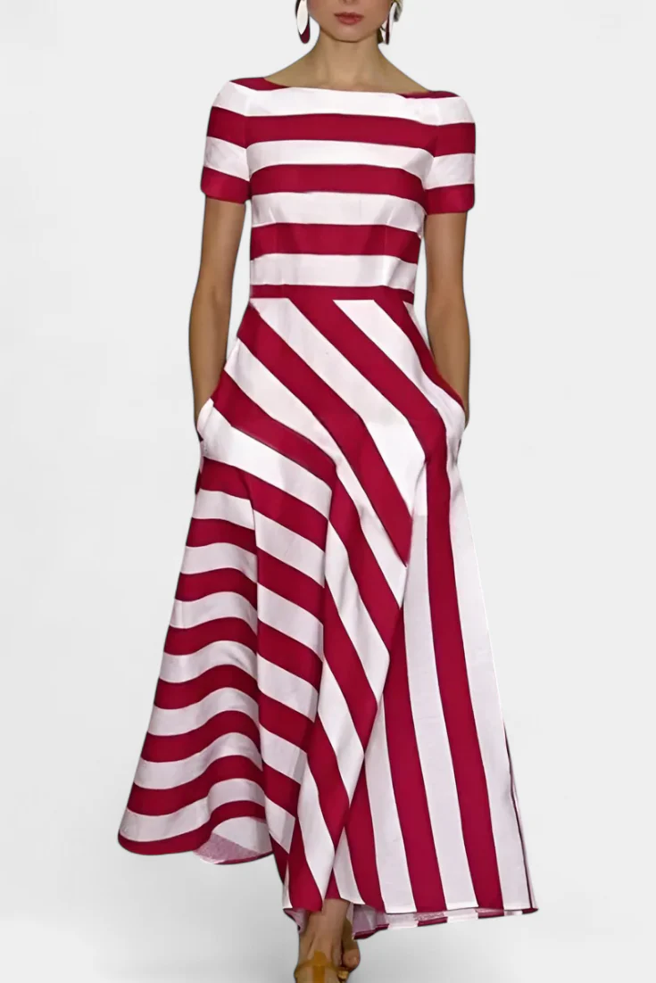 Lustra Vestido Maxi de Rayas con Corte Fluido