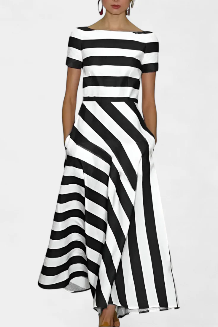 Lustra Vestido Maxi de Rayas con Corte Fluido - Image 2