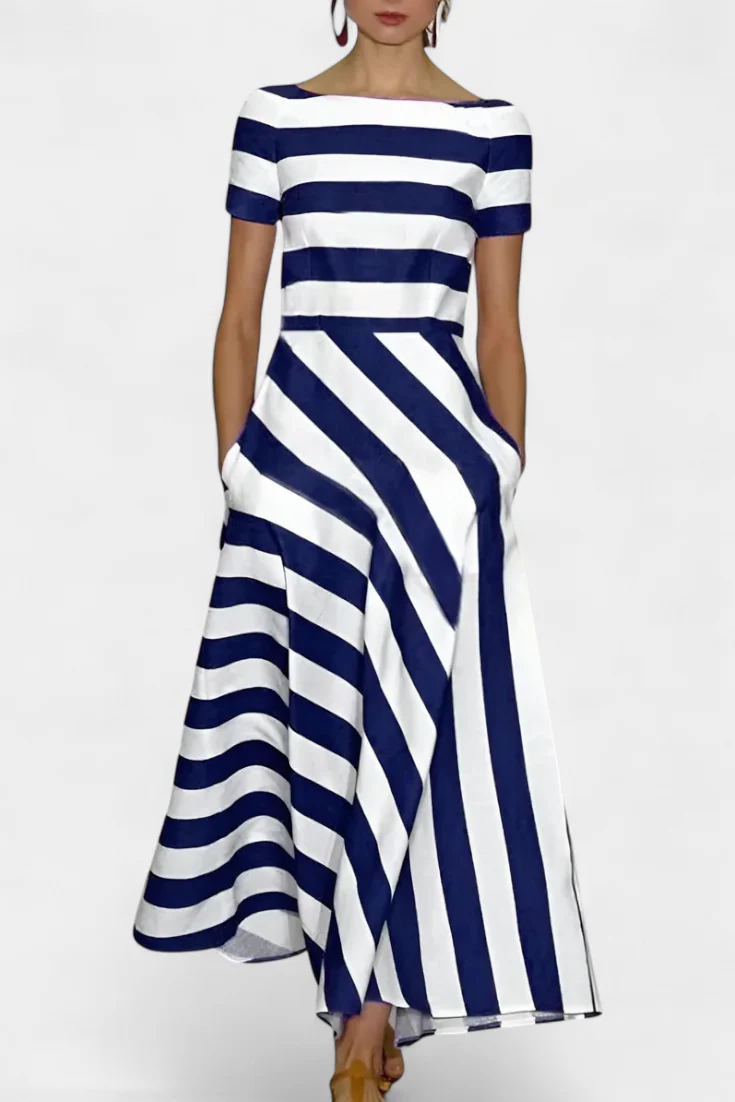 Lustra Vestido Maxi de Rayas con Corte Fluido - Image 3