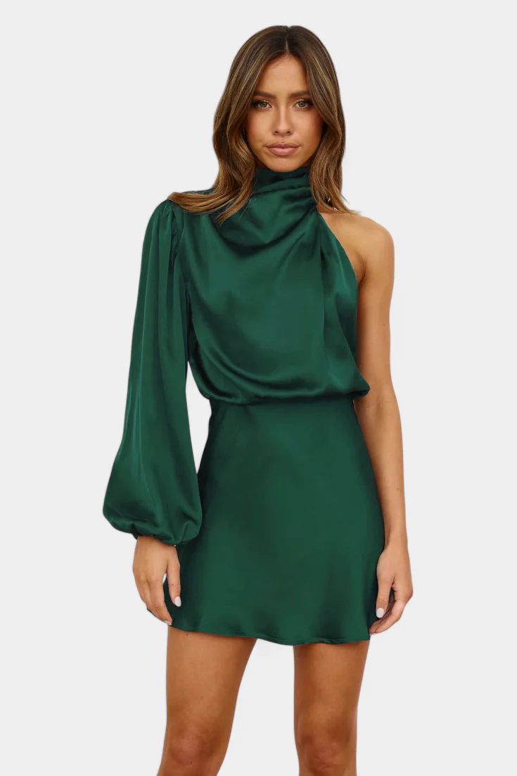 Mara Vestido Mini Drapado de Un Hombro - Image 23