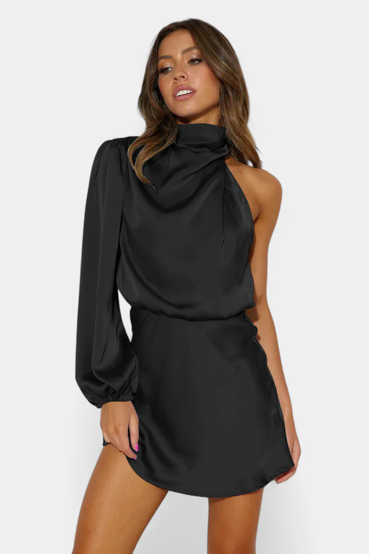 Mara Vestido Mini Drapado de Un Hombro - Image 24