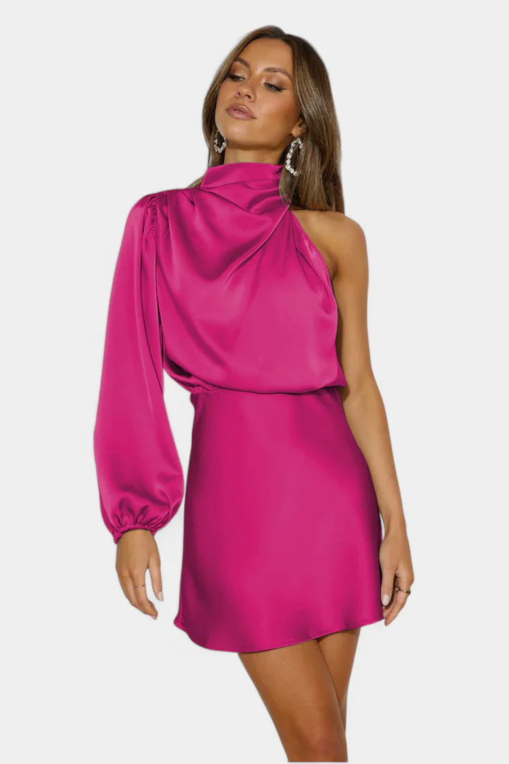 Mara Vestido Mini Drapado de Un Hombro - Image 6