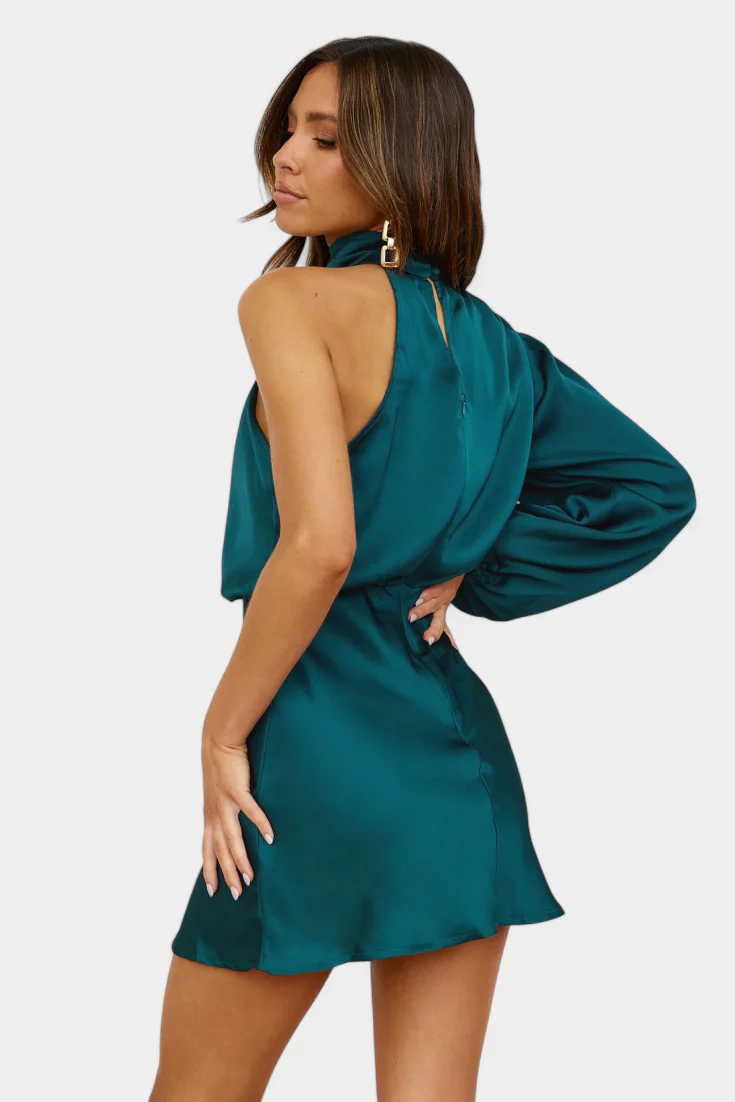 Mara Vestido Mini Drapado de Un Hombro - Image 8