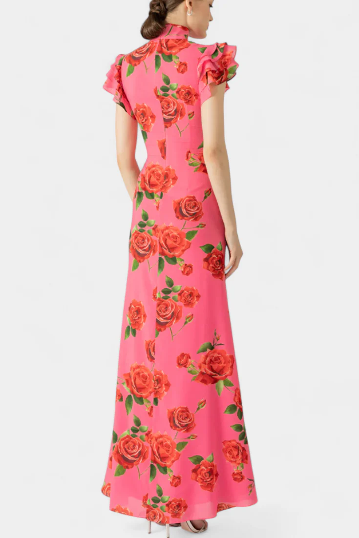 Mayra Vestido Qipao con Estampado de Rosas Elegante - Image 5