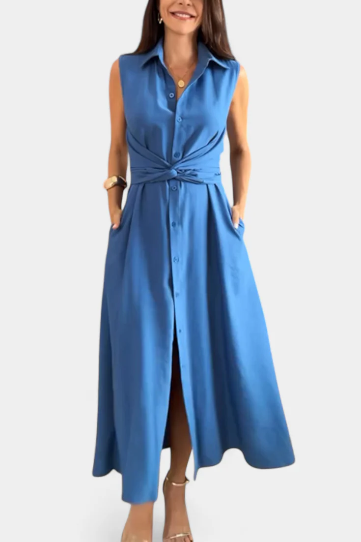 Meryl Vestido Camisero con Botones y Lazo Ajustable - Image 10