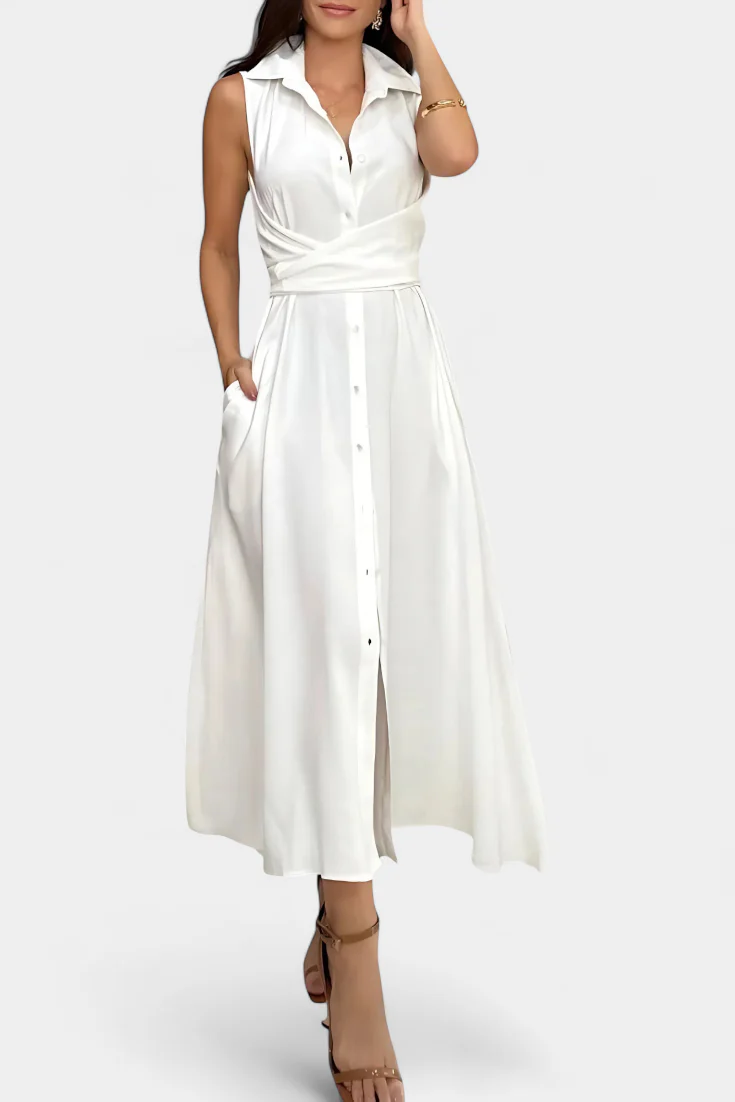 Meryl Vestido Camisero con Botones y Lazo Ajustable - Image 11