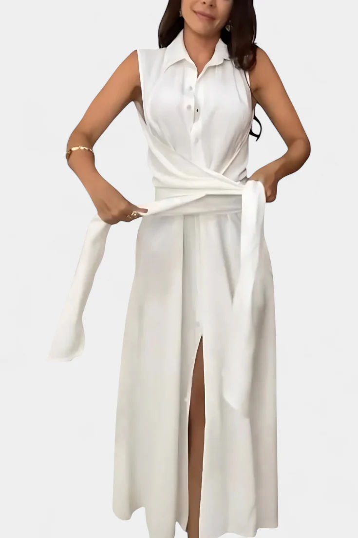 Meryl Vestido Camisero con Botones y Lazo Ajustable - Image 5