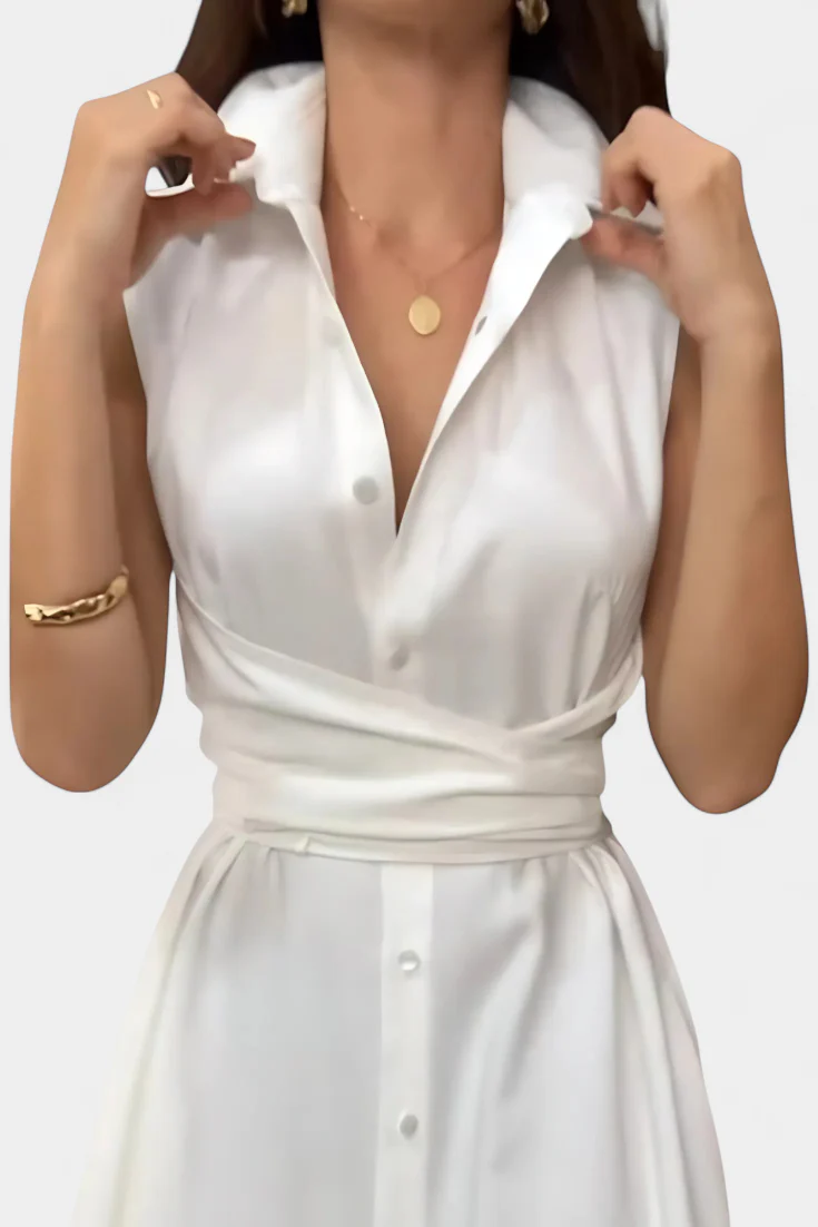 Meryl Vestido Camisero con Botones y Lazo Ajustable - Image 6