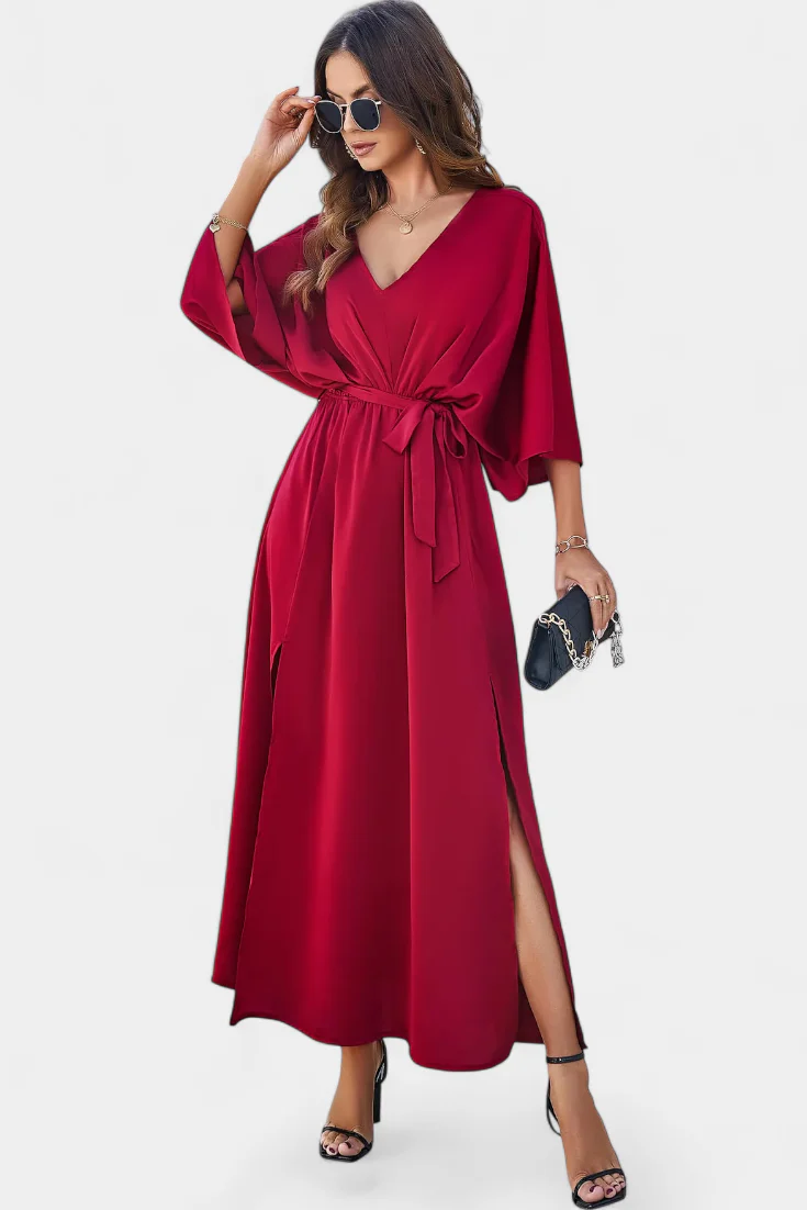 Milly Vestido Elegante con Abertura y Lazo - Image 2
