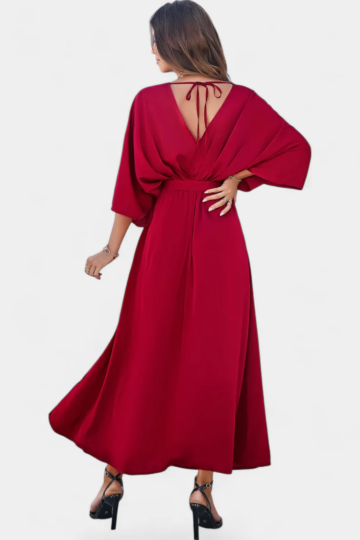 Milly Vestido Elegante con Abertura y Lazo - Image 3