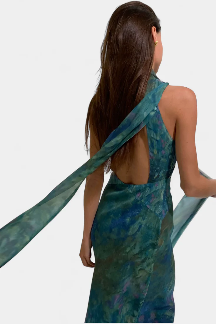 Moana Vestido en Chiffon con Estampado Inspirado en Monet - Image 4