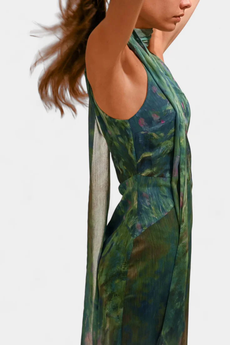 Moana Vestido en Chiffon con Estampado Inspirado en Monet - Image 5