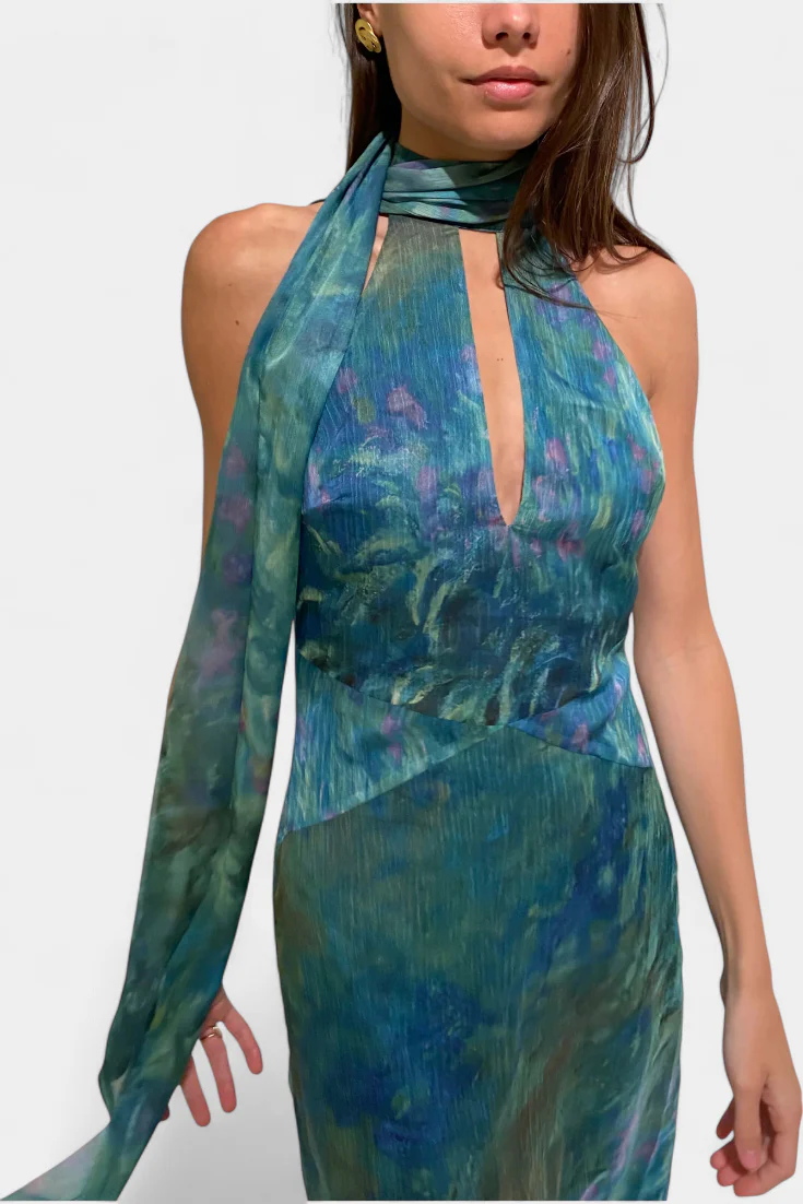 Moana Vestido en Chiffon con Estampado Inspirado en Monet - Image 8