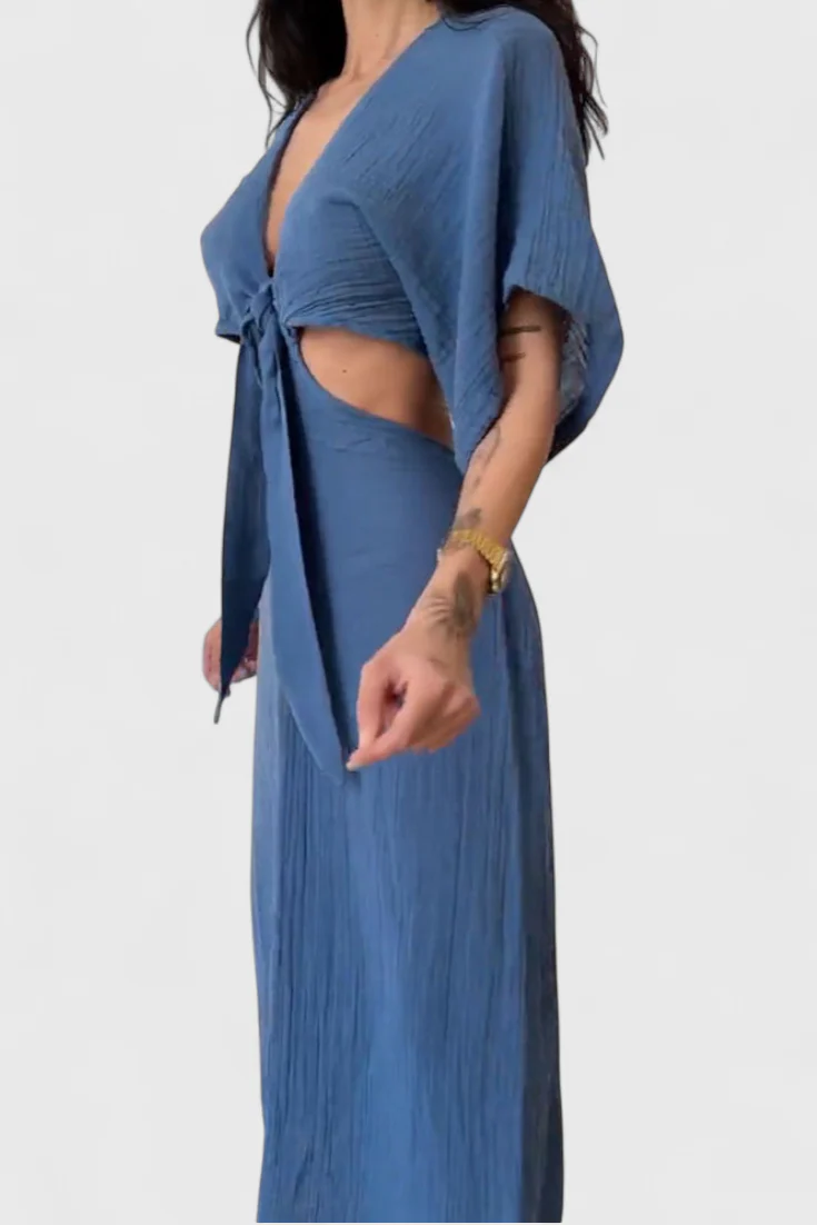 Myra Vestido Fluido con Lazo Frontal y Cut-Outs - Image 4