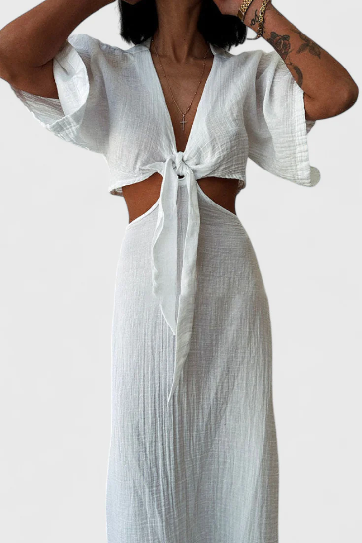 Myra Vestido Fluido con Lazo Frontal y Cut-Outs - Image 9