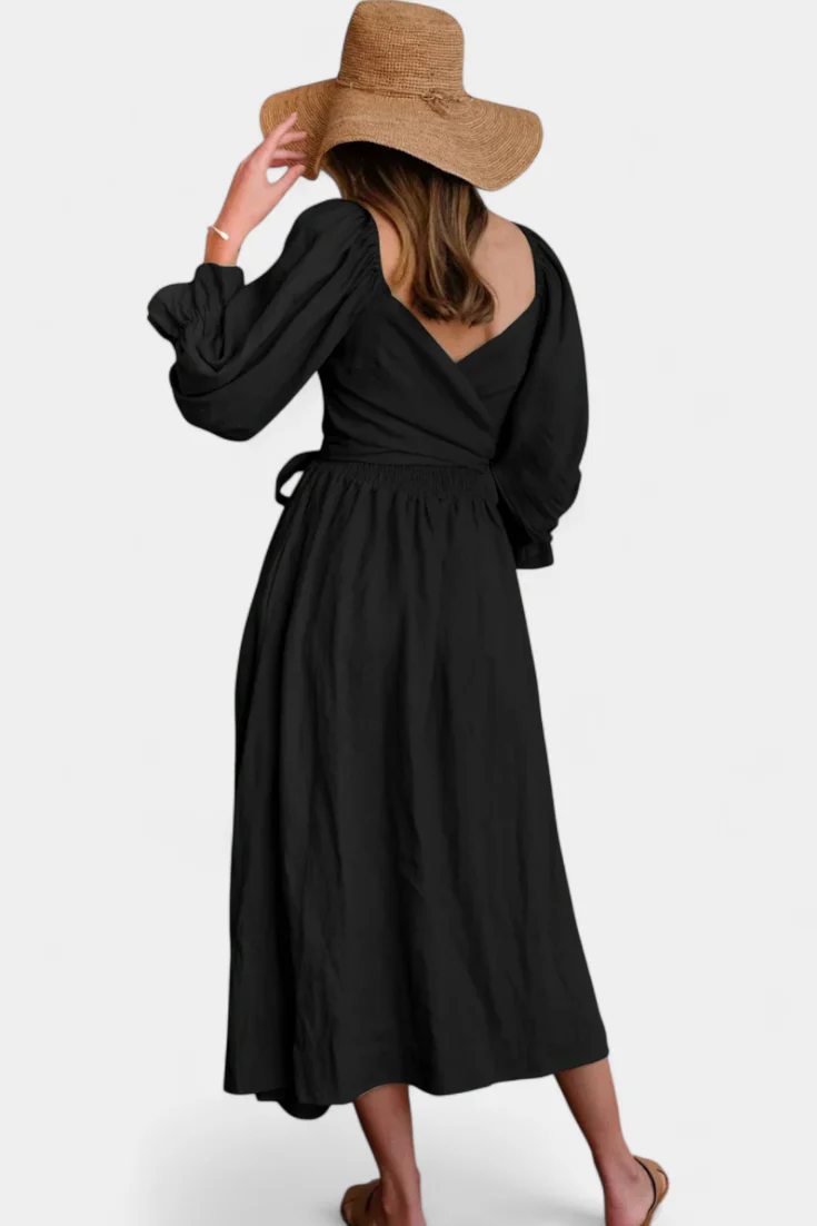 Petra Vestido de Dos Niveles con Cuerpo Fruncido y Mangas Abullonadas - Image 8