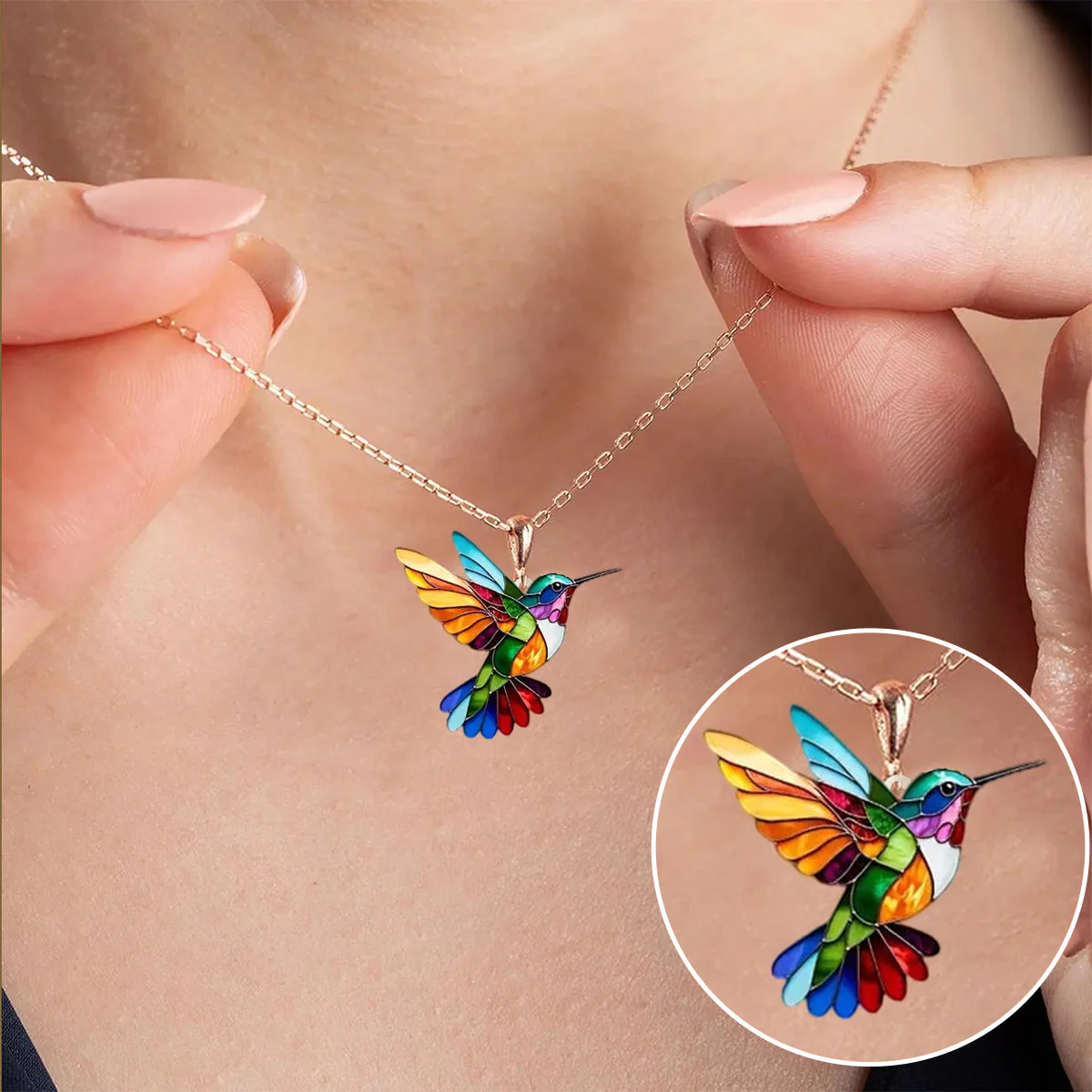 Precioso collar con colibrí y pendientes de regalo - Image 2