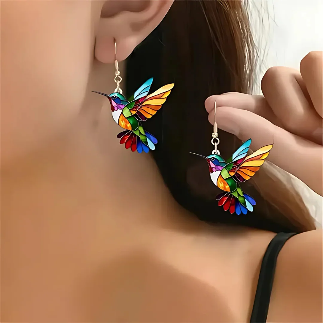 Precioso collar con colibrí y pendientes de regalo - Image 3