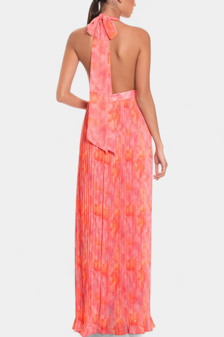 Prisca Vestido Maxi Plisado con Espalda Abierta y Cuello Halter - Image 4