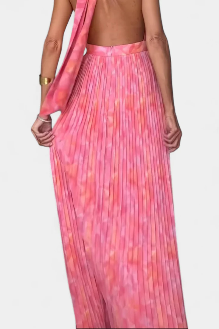 Prisca Vestido Maxi Plisado con Espalda Abierta y Cuello Halter - Image 6