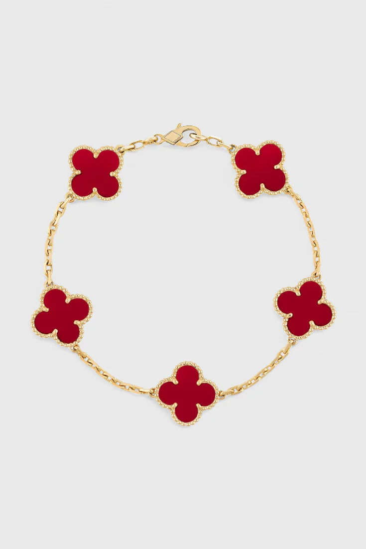 Pulsera con Motivo de Trébol y Elegancia Baño de Oro - Image 4