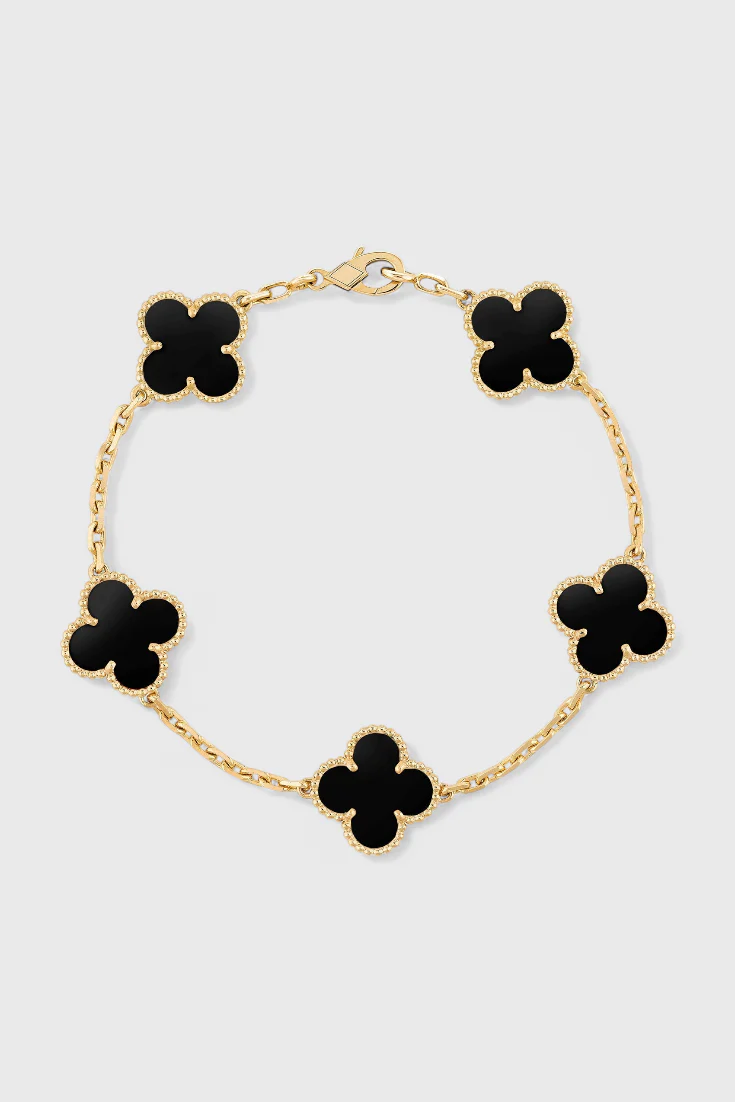 Pulsera con Motivo de Trébol y Elegancia Baño de Oro - Image 5