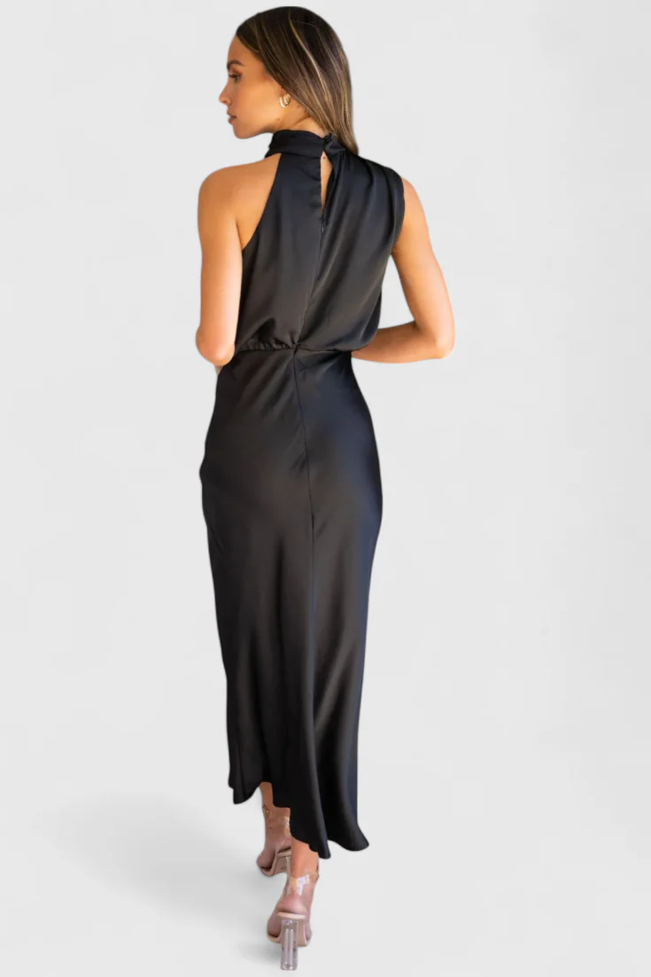 Rina Vestido Elegante de Cuello Halter Drapeado - Image 3