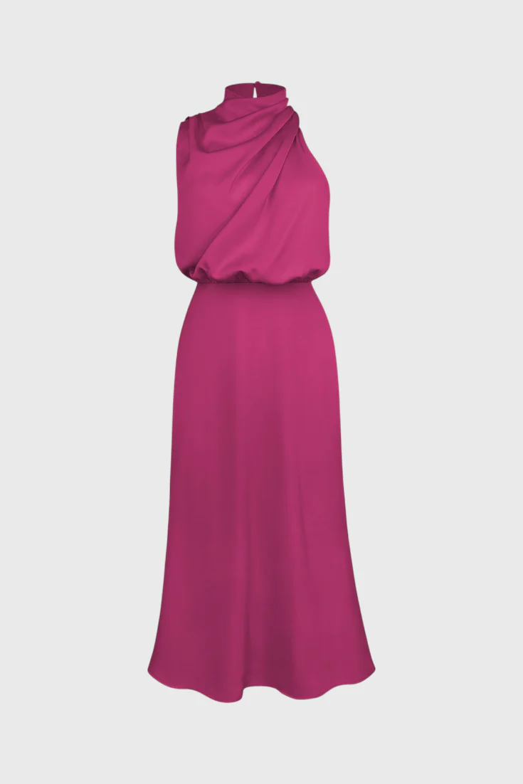 Rina Vestido Elegante de Cuello Halter Drapeado - Image 9