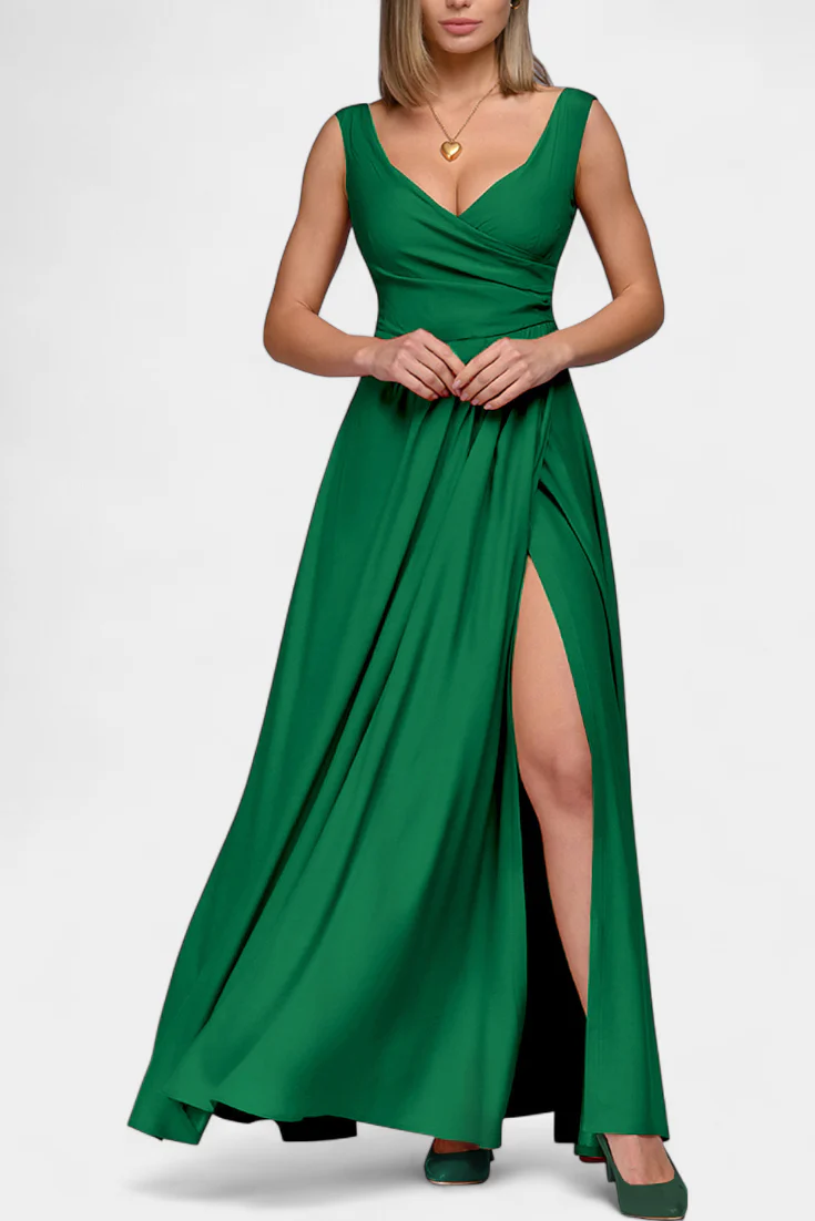 Rocío Vestido Largo con Drapeado Frontal y Escote Cruzado - Image 10