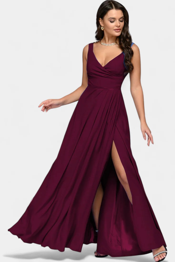 Rocío Vestido Largo con Drapeado Frontal y Escote Cruzado - Image 3