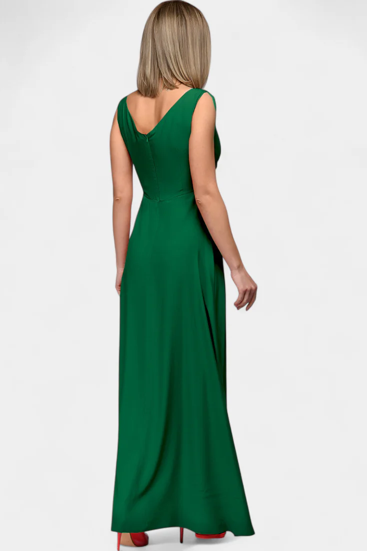 Rocío Vestido Largo con Drapeado Frontal y Escote Cruzado - Image 4