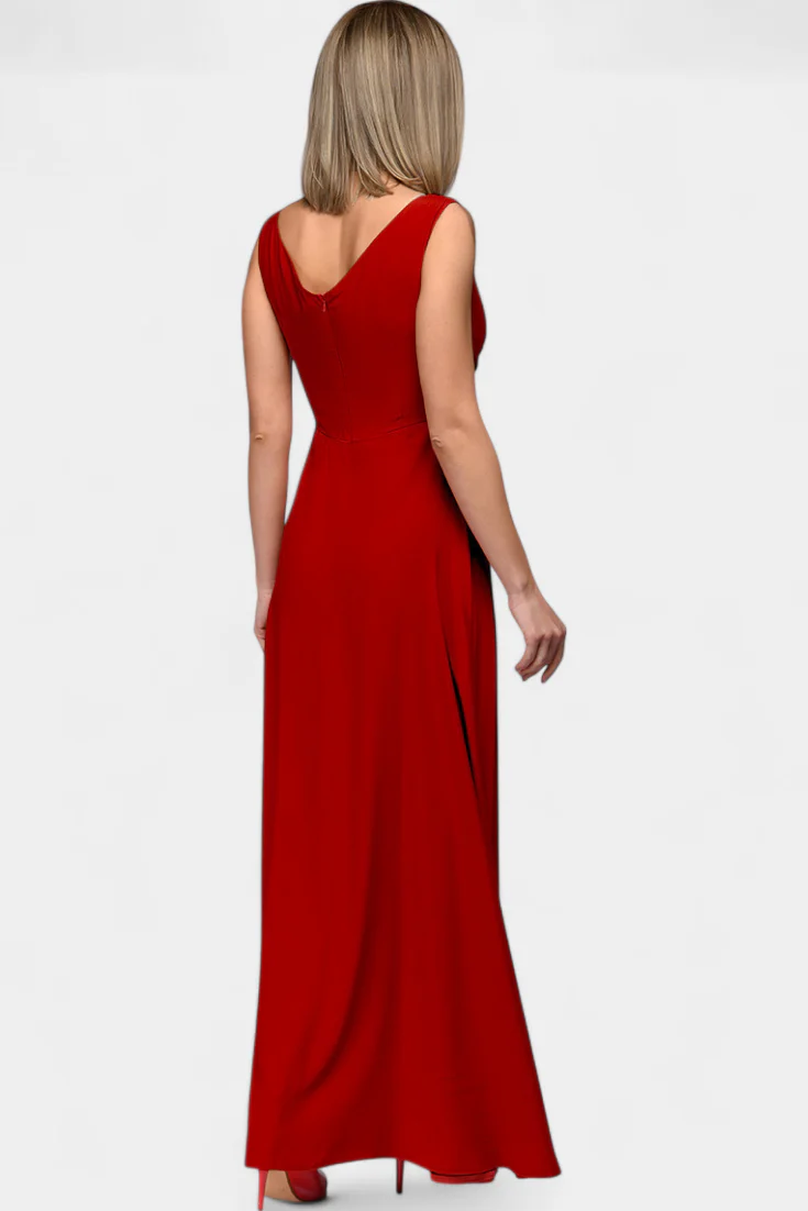 Rocío Vestido Largo con Drapeado Frontal y Escote Cruzado - Image 6
